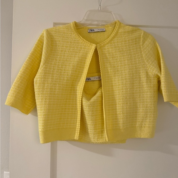 Zara Yellow Knit Cardigan and Top Set - Picture 4 of 10